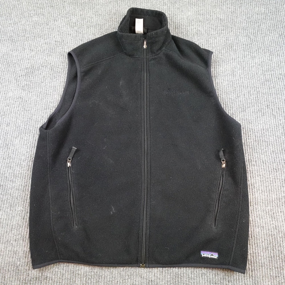 Patagonia Synchilla Vest Mens XL Black Fleece Full Zip Outdoor Pockets